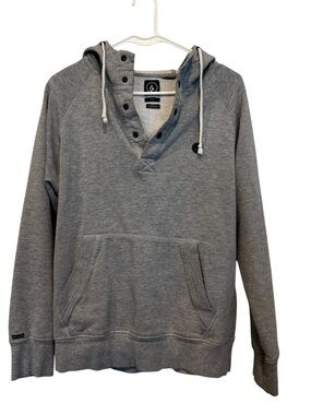 Men’s Volcom Gray Hooded Pullover with Button Placket